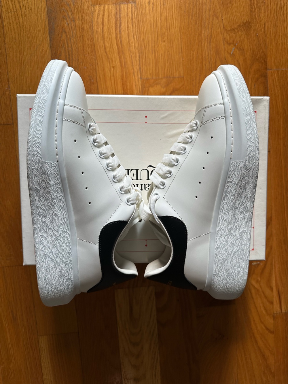 Alexander McQueen White Sneakers with Black Heel Tab